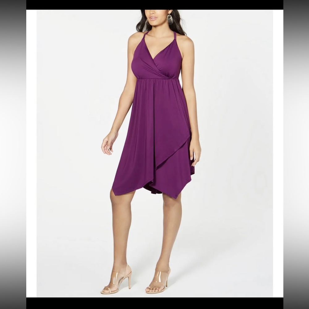 INC Solid Crisscross Ring Dress Large